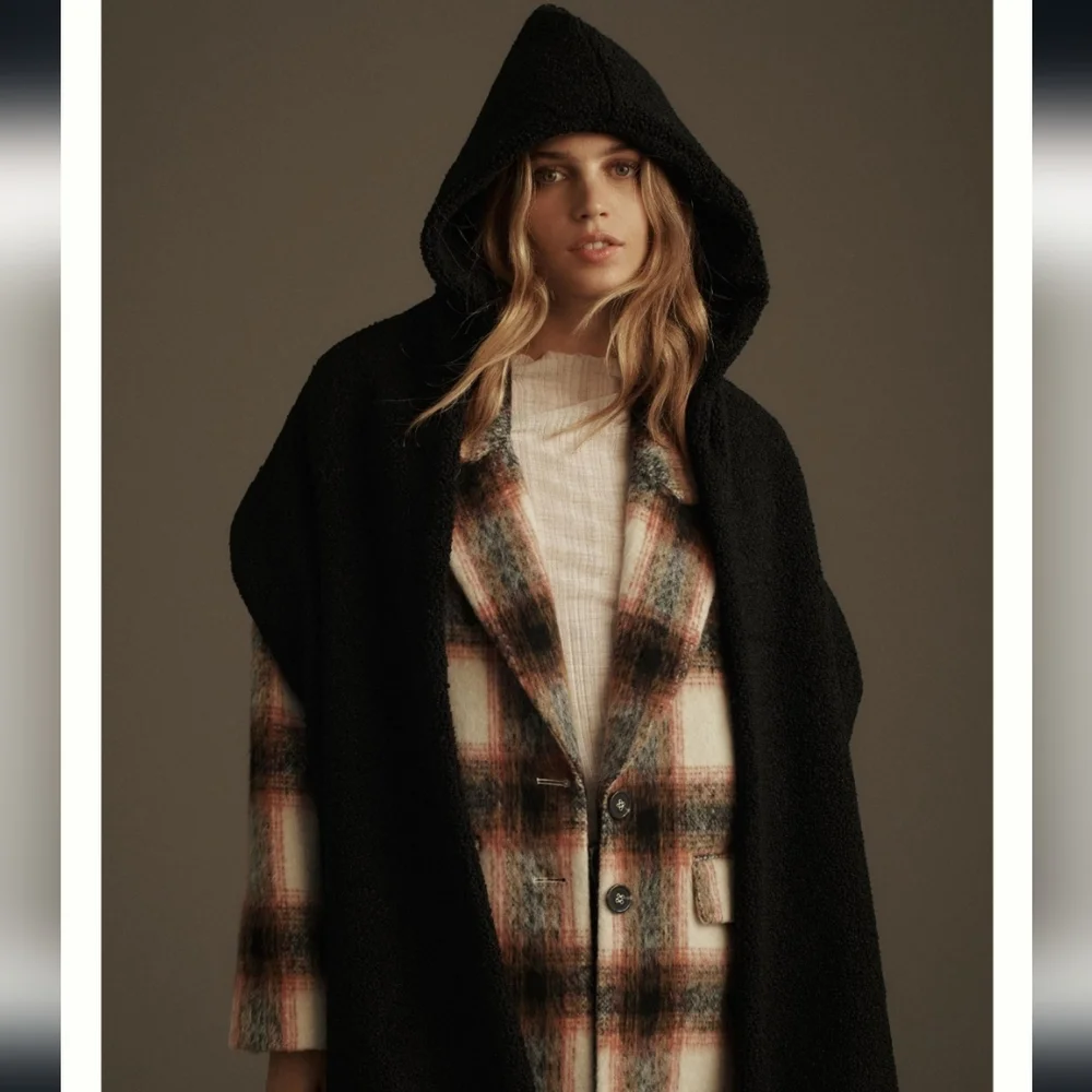 Anthropologie Cozy Boucle Hood Scarf - black - Picture 3 of 10